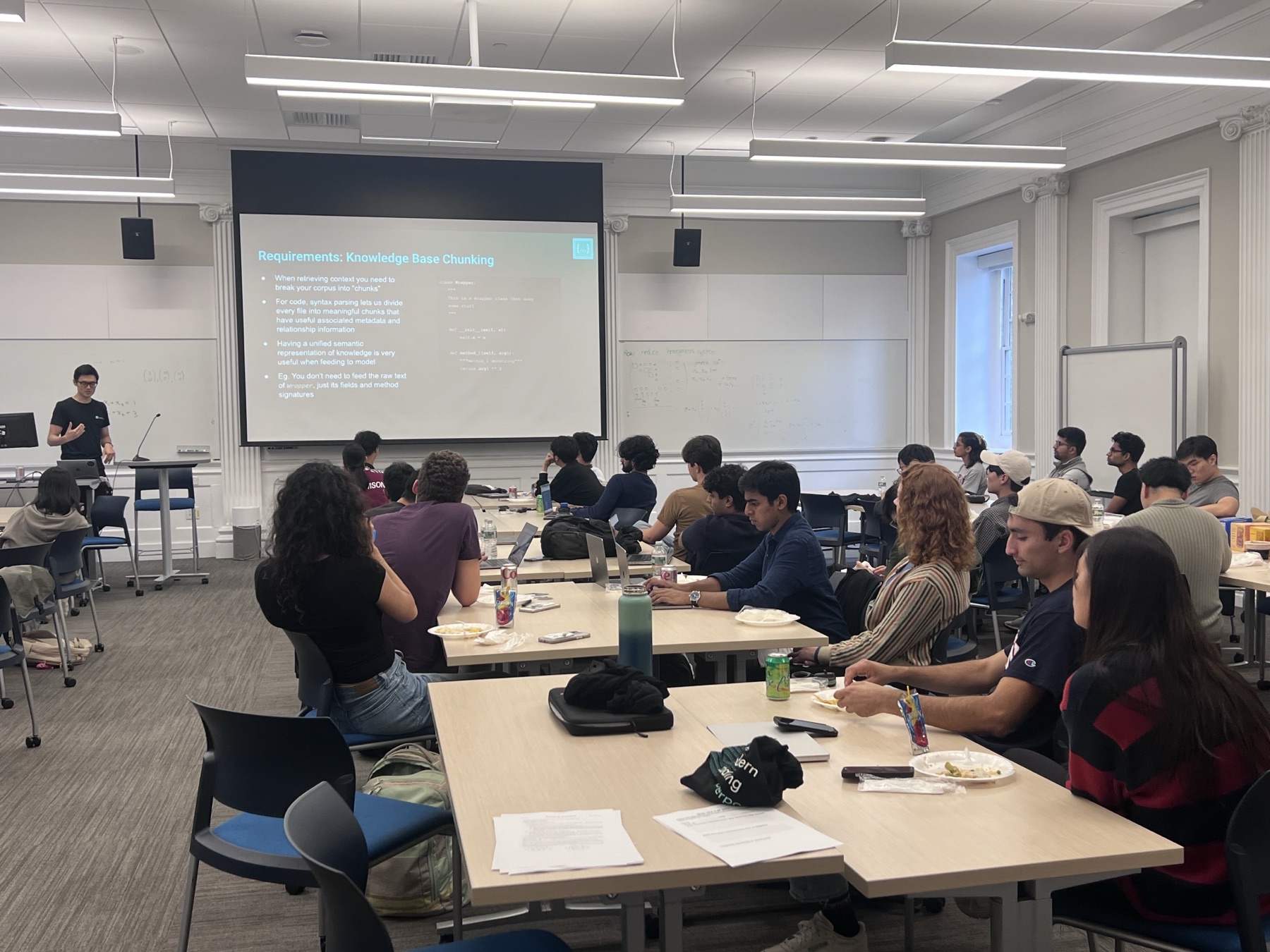 A speaker leading an HCS workshop on knowledge base chunking